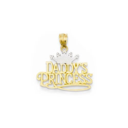 Daddy's Princess Pendant - 14K Yellow Gold and Rhodium - Chain Included/