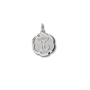 Rembrandt Sterling Silver Sweet 16 Charm – Engravable on back - Add to a bracelet or necklace