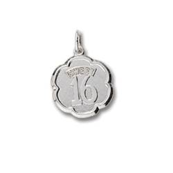 Rembrandt Sterling Silver Sweet 16 Charm – Engravable on back - Add to a bracelet or necklace/