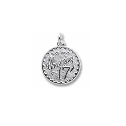 Charming 17 - Birthday Girl - Large Round Sterling Silver Rembrandt Charm – Engravable on back - Add to a bracelet or necklace /