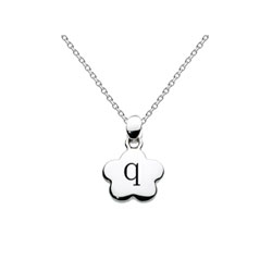 Kids Initial Necklace - Letter Q - Sterling Silver/