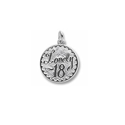Lovely 18 - Birthday Girl - Large Round Sterling Silver Rembrandt Charm – Engravable on back - Add to a bracelet or necklace /