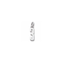 Rembrandt Sterling Silver Tiny Number 3 Charm – Add to a bracelet or necklace /