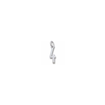 Rembrandt Sterling Silver Tiny Number 4 Charm – Add to a bracelet or necklace 