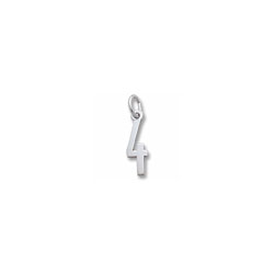 Rembrandt Sterling Silver Tiny Number 4 Charm – Add to a bracelet or necklace /