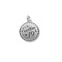 Exciting 19 - Birthday Girl - Large Round Sterling Silver Rembrandt Charm – Engravable on back - Add to a bracelet or necklace /