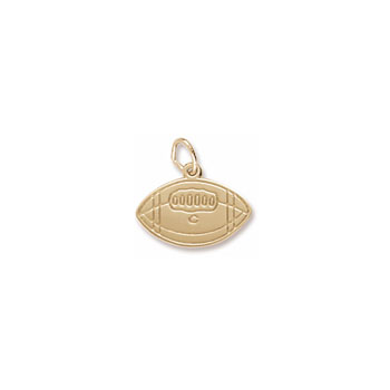 Rembrandt 10K Yellow Gold College Football Charm – Engravable on back - Add to a bracelet or necklace