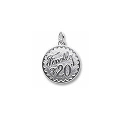Finally 20 - Birthday Girl - Large Round Sterling Silver Rembrandt Charm – Engravable on back - Add to a bracelet or necklace/