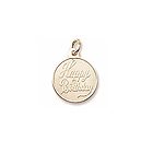 Happy Birthday – Small Round Charm 10K Yellow Gold - Engravable on Back - Add to a bracelet or necklace