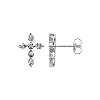 Diamond Cross Earrings for Girls
