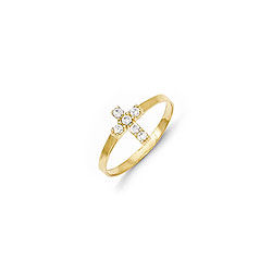 Absolutely Adorable Tiny Cross Ring for Girls - CZ Cross  - 14K Yellow Gold - Size 3 - BEST SELLER/