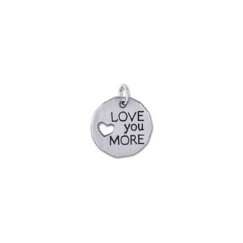 Rembrandt 14K White Gold LOVE you MORE Charm – Engravable on back - Add to a bracelet or necklace - BEST SELLER