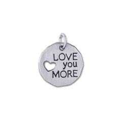 Rembrandt 14K White Gold LOVE you MORE Charm – Engravable on back - Add to a bracelet or necklace - BEST SELLER/