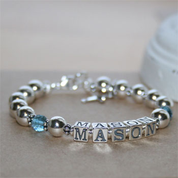 Liam Mason – Boys Custom Silver Name Bracelet