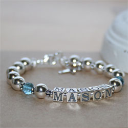 Liam Mason – Boys Custom Silver Name Bracelet/