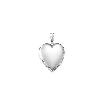 Beautiful Keepsakes - Girls 14K White Gold 15mm Polished Heart Photo Locket - Engravable on front and back - 18" chain included - BEST SELLER
