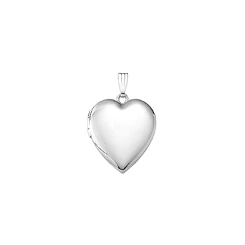 Beautiful Keepsakes - Girls 14K White Gold 19mm Polished Heart Photo Locket - Engravable on front and back - 18" chain included - BEST SELLER