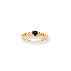 September Birthstone - Genuine Blue Sapphire 3mm Gemstone - 14K Yellow Gold Baby/Toddler Birthstone Ring - Size 3/