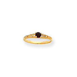 January Birthstone - Genuine Garnet 3mm Gemstone - 14K Yellow Gold Baby/Toddler Birthstone Ring - Size 3/