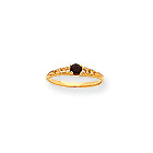 January Birthstone - Genuine Garnet 3mm Gemstone - 14K Yellow Gold Baby/Toddler Birthstone Ring - Size 3