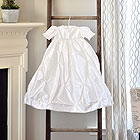 Abigail Ella - Handmade Heirloom Dupioni Silk Swarovski Crystal Christening Gown with Matching Christening Bonnet Set - Size Newborn (0 - 3 months)
