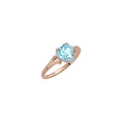 Heart Rings for Girls - 10K Gold - March Birthstone/