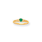 May Birthstone - Genuine Emerald 3mm Gemstone - 14K Yellow Gold Baby/Toddler Birthstone Ring - Size 3