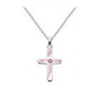 Gorgeous First Gifts - Diamond and Pink Mother of Pearl Cross Necklace - 14