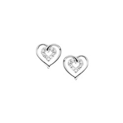 Girls Adorable Cubic Zirconia (CZ) Heart Earrings - Sterling Silver Rhodium - Screw Back CZ Heart Earrings for Baby, Toddler, and Child - Safety threaded screw back post - BEST SELLER/
