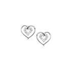 Girls Adorable Cubic Zirconia (CZ) Heart Earrings - Sterling Silver Rhodium - Screw Back CZ Heart Earrings for Baby, Toddler, and Child - Safety threaded screw back post - BEST SELLER