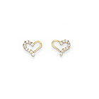 Beautiful Sparkling Heart Earrings for Girls - Cubic Zirconia (CZ) - 14K Yellow Gold - Push-Back Posts - BEST SELLER