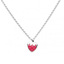Strawberry - Sterling Silver Rhodium Necklace - Includes 14-inch chain (adjustable to 12