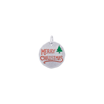 Rembrandt Sterling Silver Merry Christmas Charm – Engravable on back - Add to a bracelet or necklace - BEST SELLER