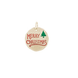 Rembrandt 10K Yellow Gold Merry Christmas Charm – Engravable on back - Add to a bracelet or necklace/