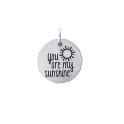 Rembrandt 14K White Gold You Are My Sunshine Charm – Engravable on back - Add to a bracelet or necklace/