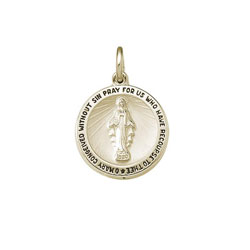 Miraculous Medal Pendant Necklace - Large 21mm Round Hollow Pendant - 14K Yellow Gold - 20-inch rope chain included - Engravable - BEST SELLER/