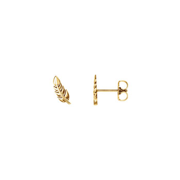 Leaf Earrings for Girls - 14K Yellow Gold - Push Back Posts - BEST SELLER