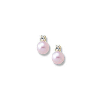 Diamond Pearl Earrings in Pink for Baby/Toddler