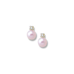 Diamond Pearl Earrings in Pink for Baby/Toddler/