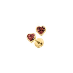 Heart January Birthstone 14K Yellow Gold CZ Screw Back Earrings for Babies & Toddlers - Heart CZ Garnet Birthstone - Safety threaded screw back post - BEST SELLER/