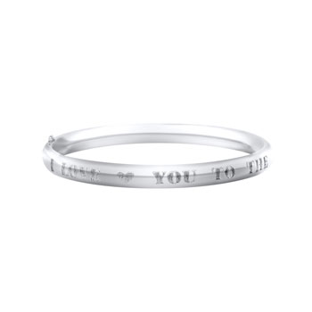 I Love You To The Moon and Back - High Polished Sterling Silver Rhodium Baby, Toddler Keepsake Bangle Bracelet - Size 5.25" - BEST NEW BABY GIFT