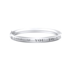 I Love You To The Moon and Back - High Polished Sterling Silver Rhodium Baby, Toddler Keepsake Bangle Bracelet - Size 5.25