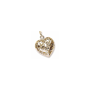 Rembrandt 14K Yellow Gold Filigree Heart (3-Dimensional) Charm – Add to a bracelet or necklace