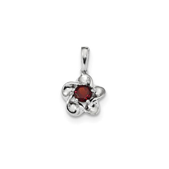 Girls Birthstone Flower Necklace - Genuine Garnet Birthstone