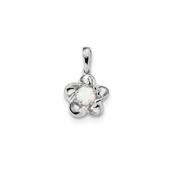 Girls Birthstone Flower Necklace - Created Opal Birthstone