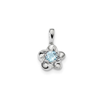 Girls Birthstone Flower Necklace - Genuine Blue Topaz Birthstone