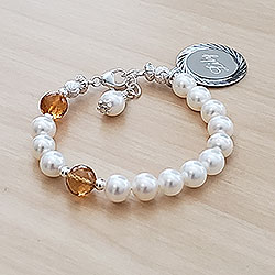 Holy Rosary Beads - Baby Rosary Bracelet Baptism - Fine Cultured Pearl/