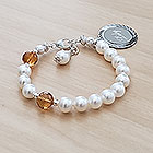Holy Rosary Beads - Baby Rosary Bracelet Baptism - Fine Cultured Pearl