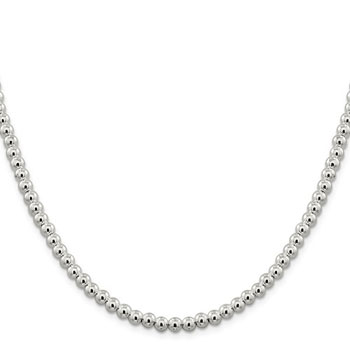 Girls Favorite Sterling Silver Beaded Box Chain Necklace - 5.0mm sterling beads - 18-inch length (Ages 12 - Adult) - BEST SELLER