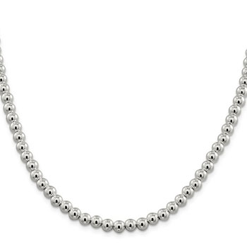 Girls Favorite Sterling Silver Beaded Box Chain Necklace - 6.10mm sterling beads - 16-inch length - BEST SELLER